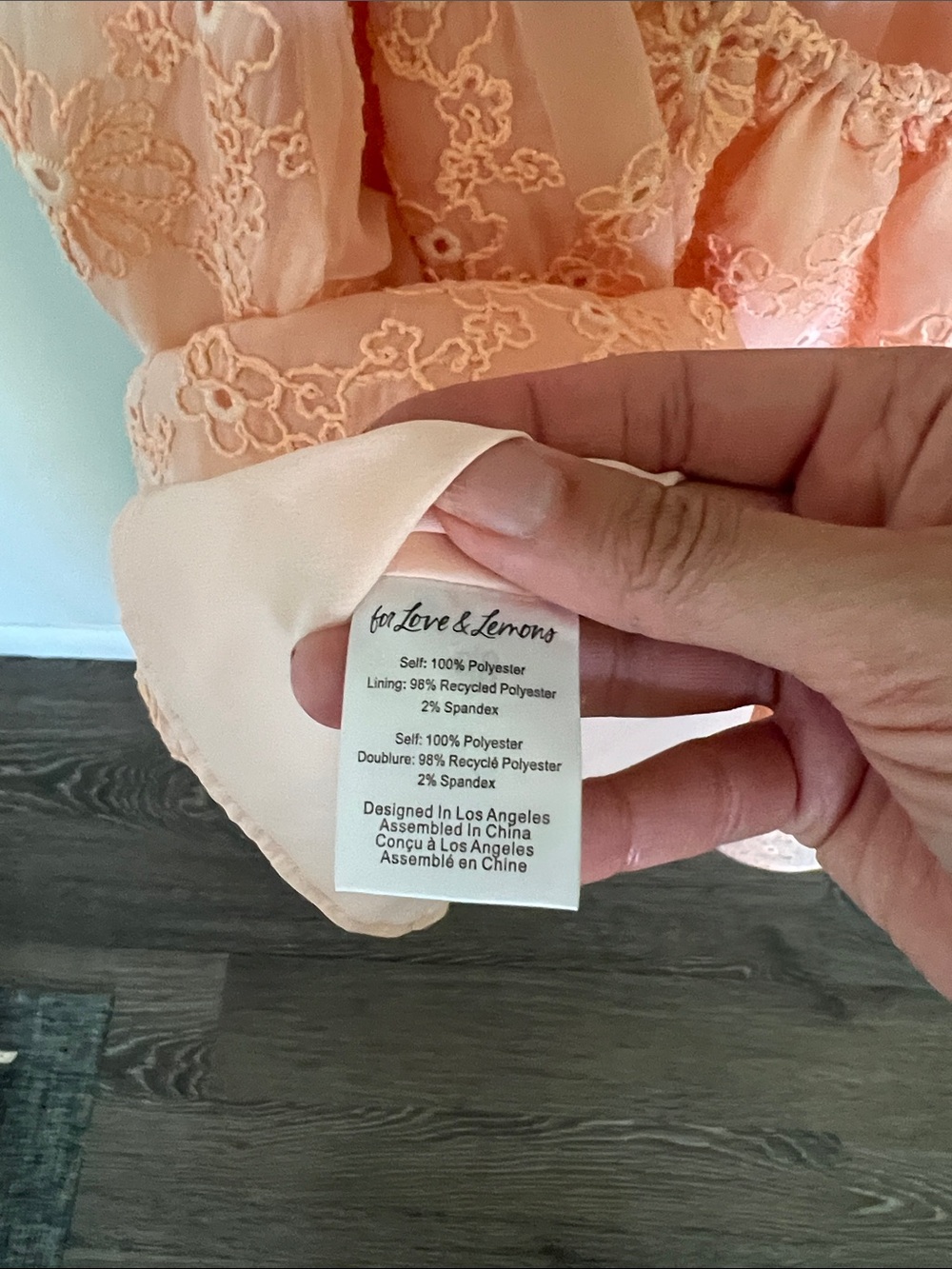 For Love & Lemons Peach Eyelet Babydoll Mini Dress - Picture 6 of 6